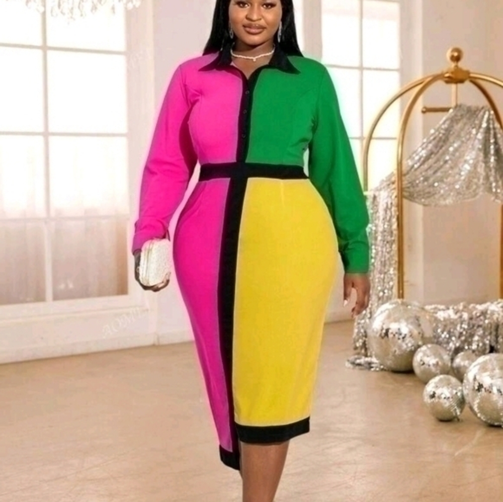 SHEIN CURVE COLOR BLOCK SHEATH DRESS SZ 4X